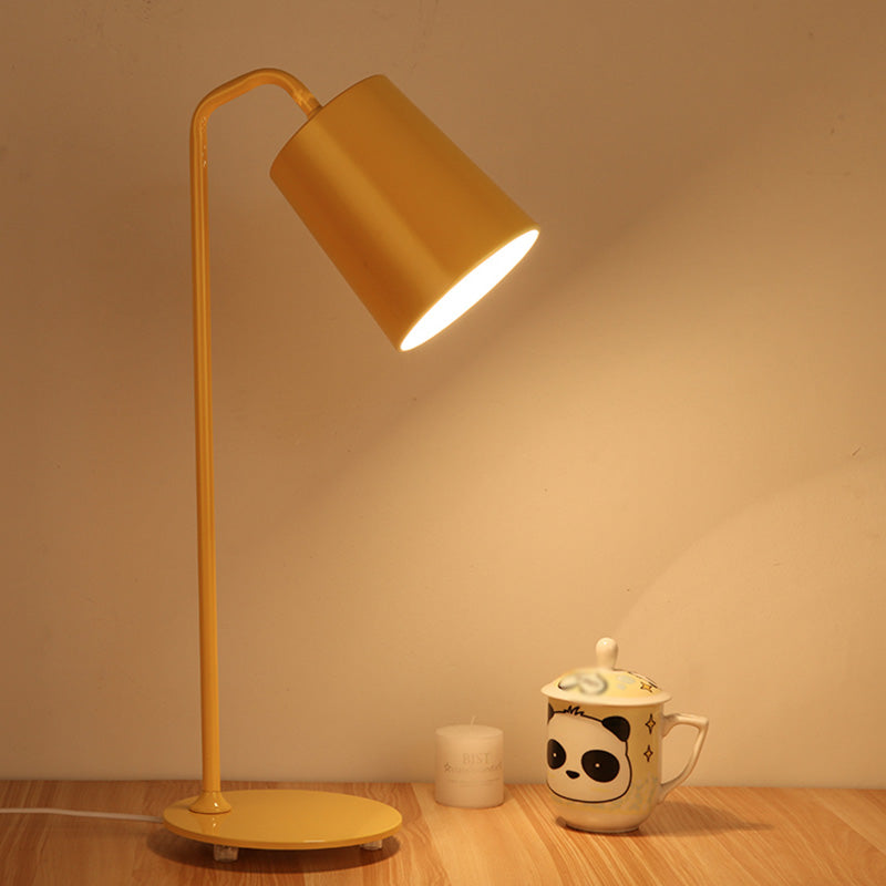 Cylindrical Bedside Reading Book Lamp Metal 1 Head Macaron Style Table Light