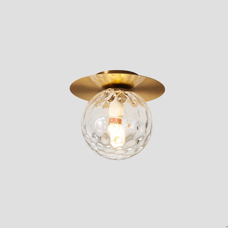 Glass Brass Ceiling Light in Modern Concise Style Iron Globe Flush Mount for Corridor