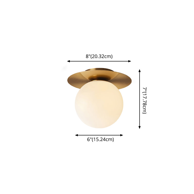 Glass Brass Ceiling Light in Modern Concise Style Iron Globe Flush Mount for Corridor