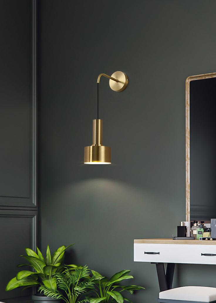 Modern Luxury Cylindroid Hanging Wall Lamp Electroplate Metal Wall Sconce for Interior Spaces