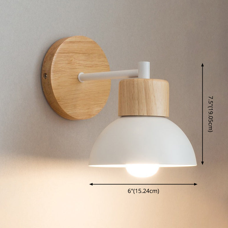 Lámpara de pared de madera hemi en el estilo conciso moderno luz de pared de hierro forjado para dormitorio