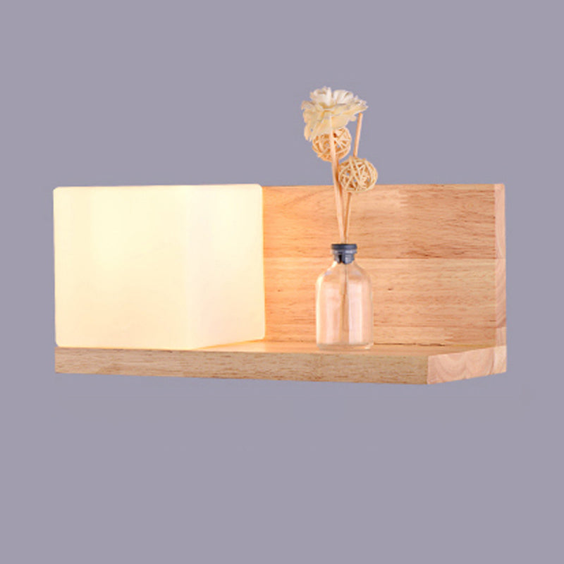 Lampada da parete del colore log in vetro in moderna sconce da parete rettangolare in legno in legno per spazi interni