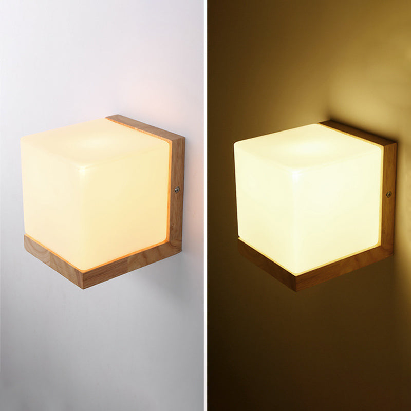 Lampada da parete del colore log in vetro in moderna sconce da parete rettangolare in legno in legno per spazi interni