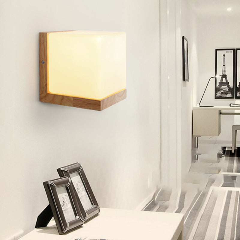 Lampada da parete del colore log in vetro in moderna sconce da parete rettangolare in legno in legno per spazi interni