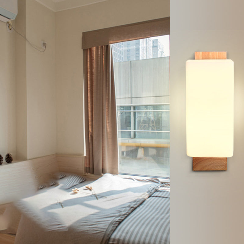 Color de registro apliques de pared individual en moderna luz de pared rectangular de madera de estilo conciso para dormitorio