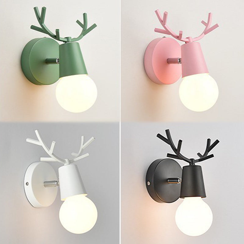 Modern Nordic Macarons Style Unique Shade Wall Sconce Metal 1 Light Sconces in Black and White