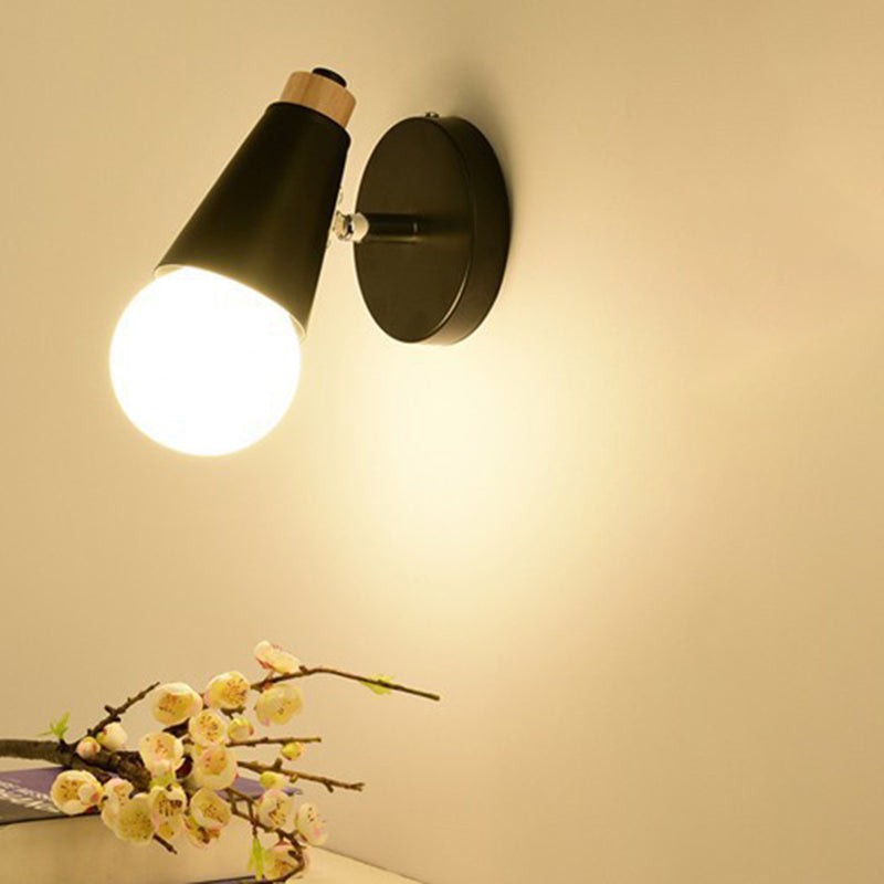 Modern Nordic Macarons Style Unique Shade Wall Sconce Metal 1 Light Sconces in Black and White