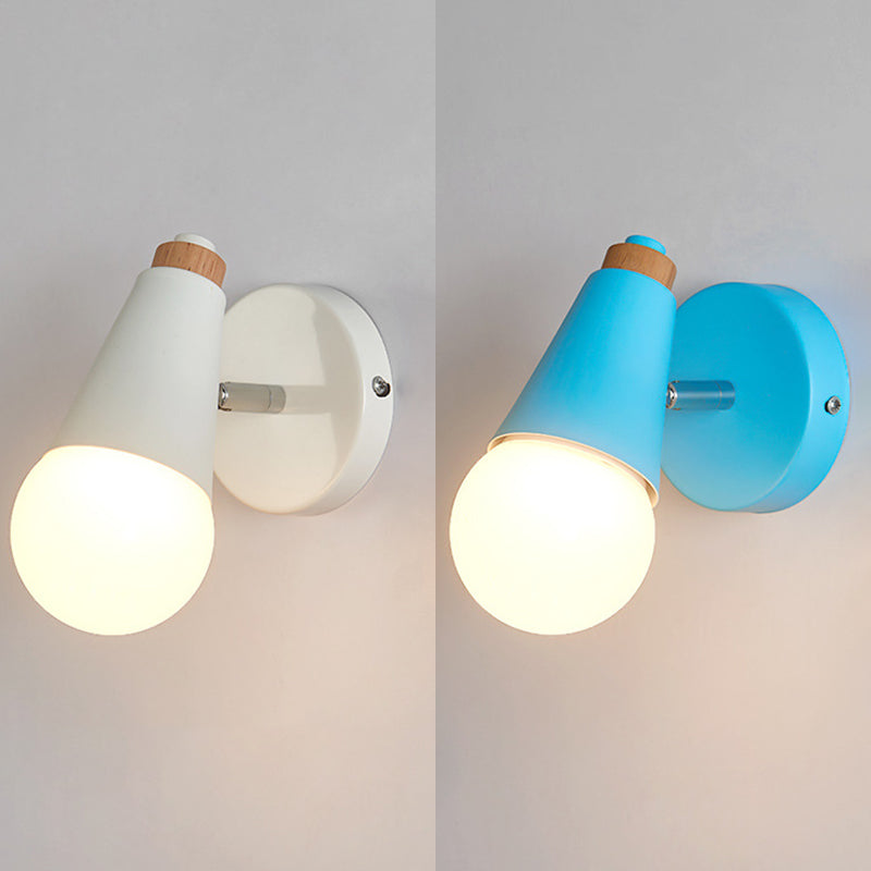 Modern Nordic Macarons Style Unique Shade Wall Sconce Metal 1 Light Sconces in Black and White