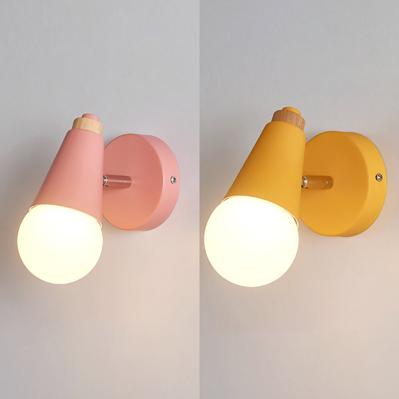 Modern Nordic Macarons Style Unique Shade Wall Sconce Metal 1 Light Sconces in Black and White