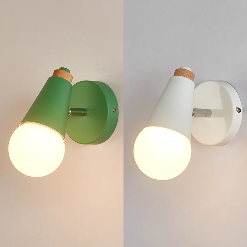 Modern Nordic Macarons Style Unique Shade Wall Sconce Metal 1 Light Sconces in Black and White