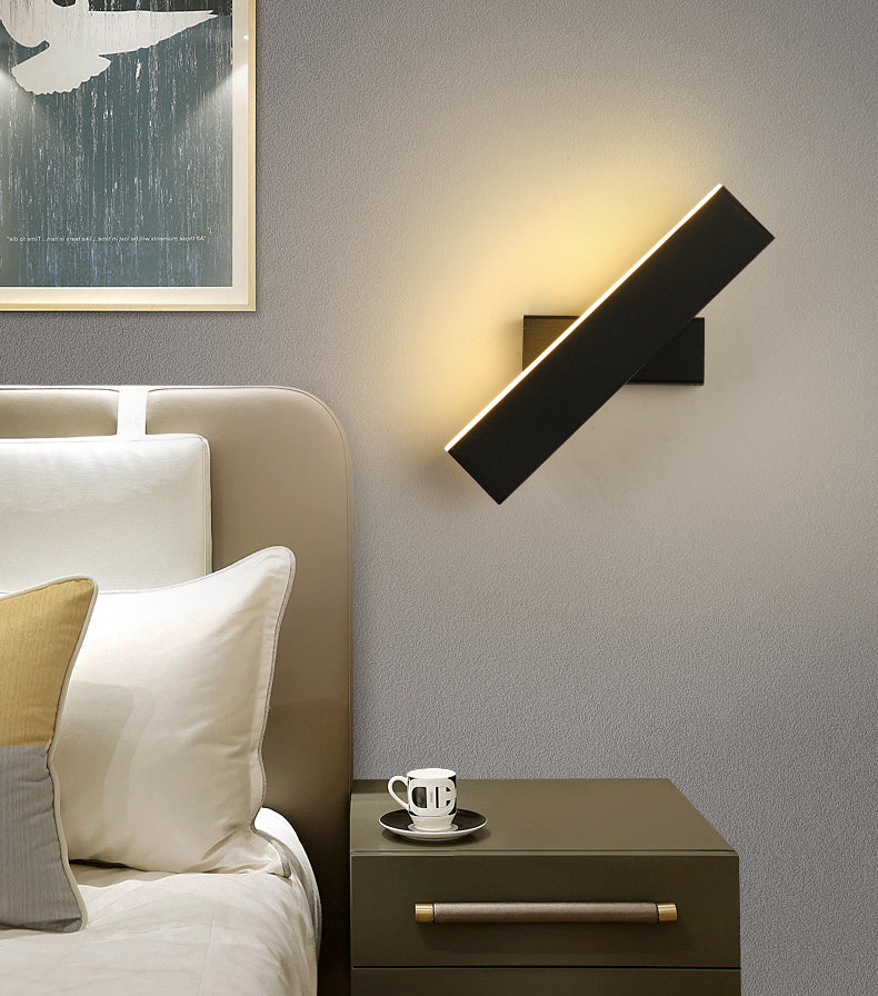 Lampada a parete a LED rettangolare acrilica in stile moderno in ferro battuto in ferro battuto con una parete per camera da letto