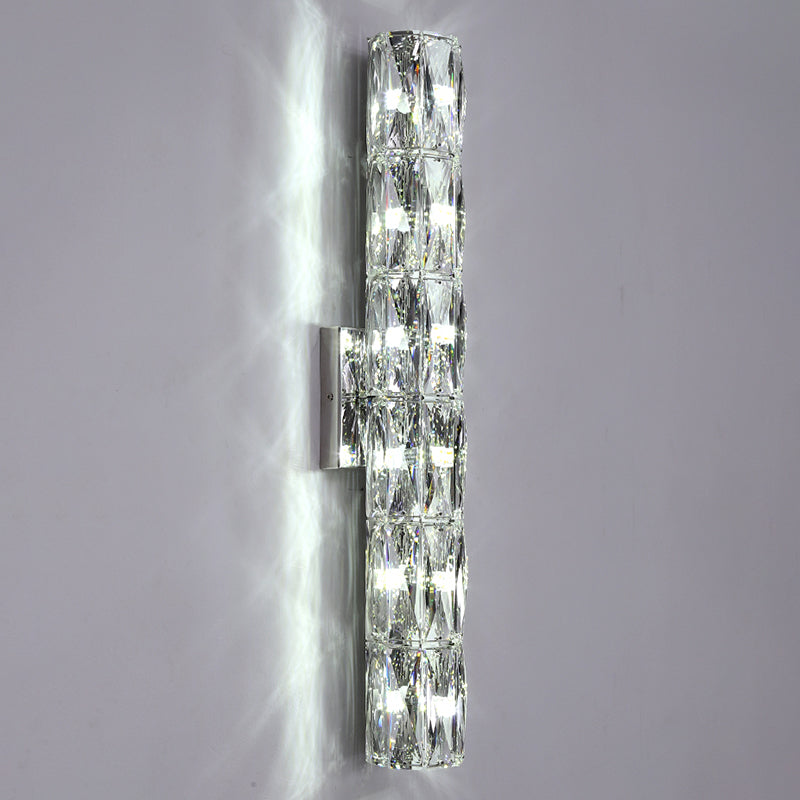 Silver Crystal Wall Sconce in Modern Concise Style Stainless-Steel Rectangular Wall Lamp for Interior Spaces