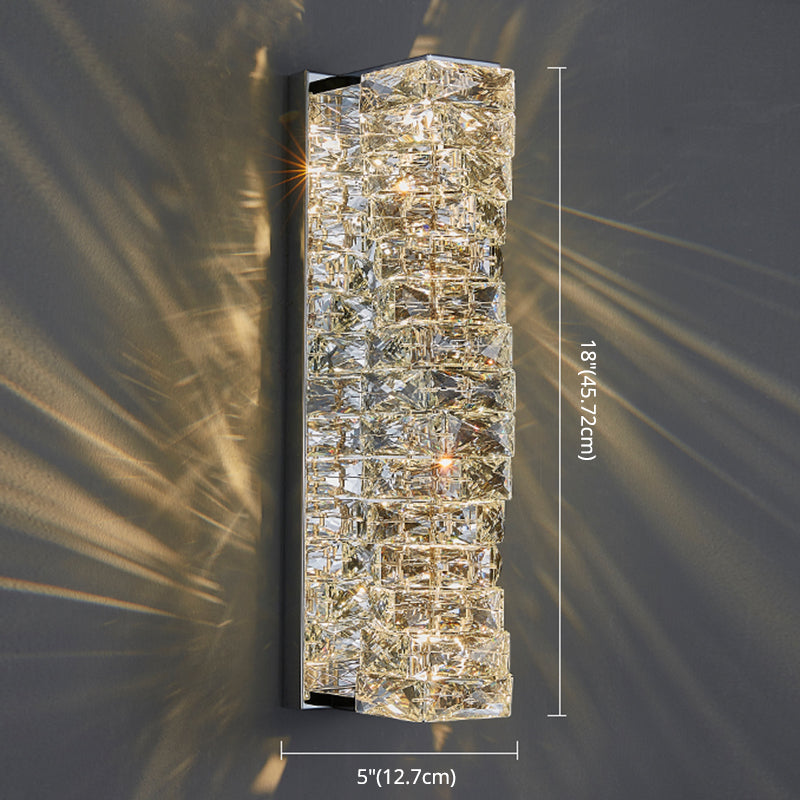 Silberkristall-LED-Wandleuchten im modernen prägnanten Stil rostfreie Stahl rechteckige Wandlampe für Innenräume