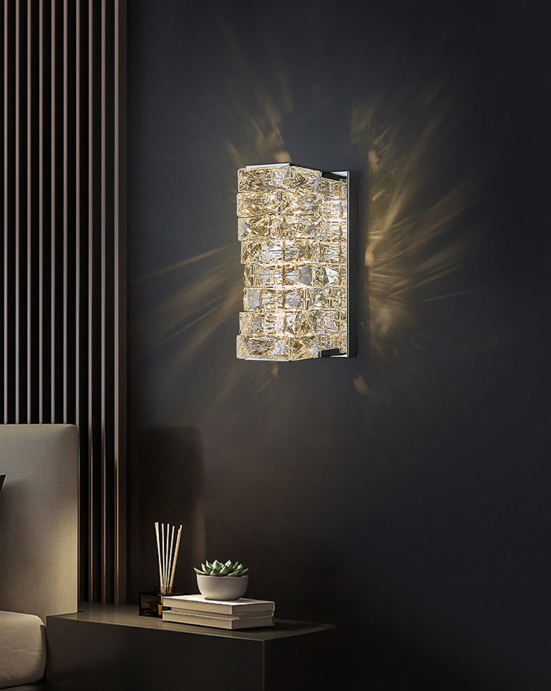Silberkristall-LED-Wandleuchten im modernen prägnanten Stil rostfreie Stahl rechteckige Wandlampe für Innenräume
