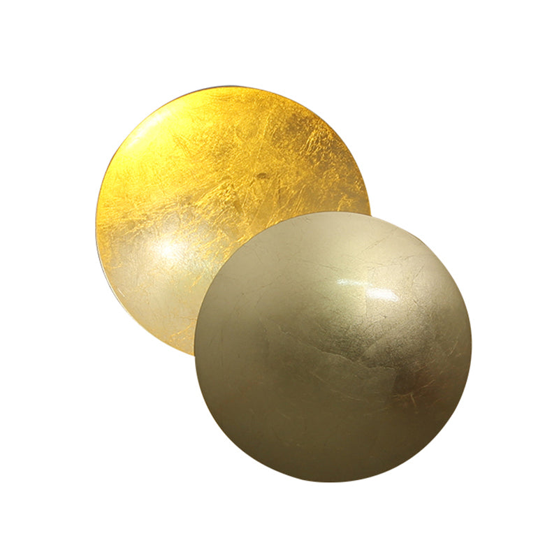Wrought Iron LED Rotatable Wall Lamp in Modern Creative Style Gold Foil Circular Wall Sconce for Bedroom