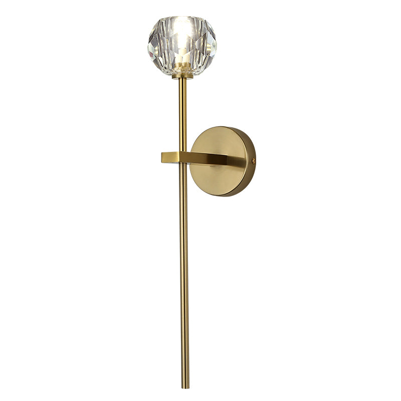Gold Crystal Wall Lamp in Modern Luxury Style Copper Globe Wall Sconce for Bedroom