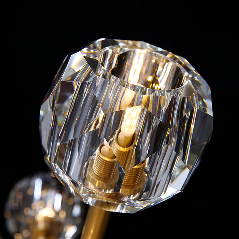 Gold Crystal Wall Lamp in Modern Luxury Style Copper Globe Wall Sconce for Bedroom