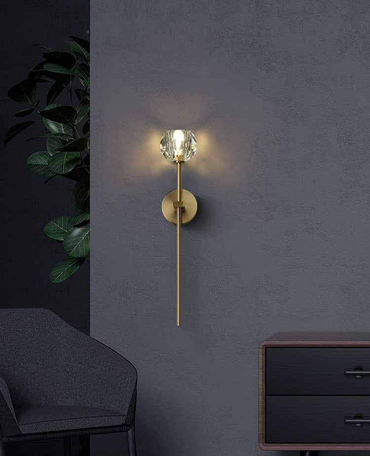 Gold Crystal Wall Lamp in Modern Luxury Style Copper Globe Wall Sconce for Bedroom