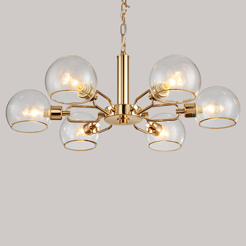 Modern Luxury Sputnik Pendant Light Wrought Iron Hanging Lamp with Clear Glass Shade