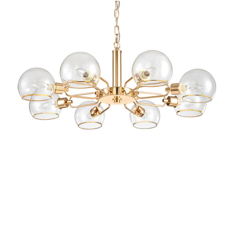 Modern Luxury Sputnik Pendant Light Wrought Iron Hanging Lamp with Clear Glass Shade