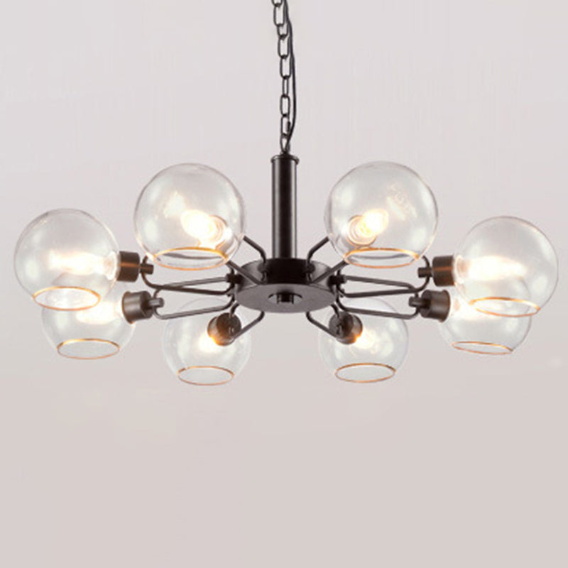 Modern Luxury Sputnik Pendant Light Wrought Iron Hanging Lamp with Clear Glass Shade