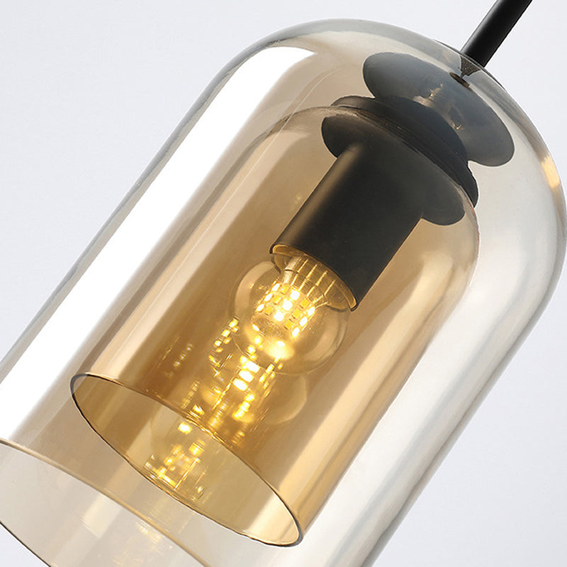 Double Glass Single Pendant Light in Modern Creative Style Wrought Iron Hanging Lamp for Dining Room