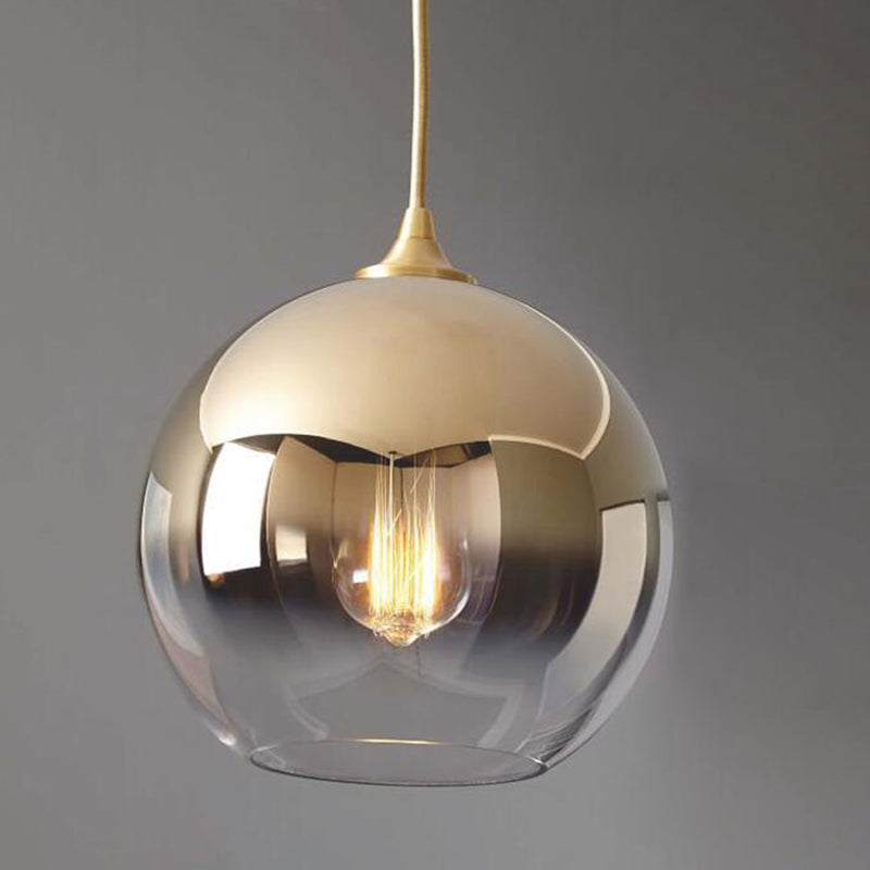 Gold Globe Single Pendant Light in Modern Creative Style Wrought Iron Hanging Lamp with Glass Shade