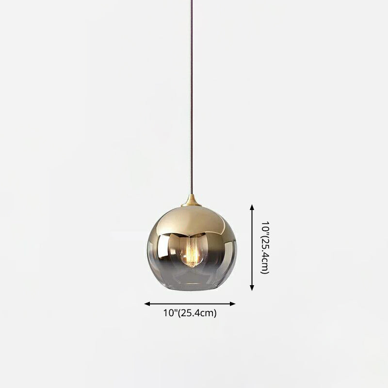 Gold Globe Single Pendant Light in Modern Creative Style Wrought Iron Hanging Lamp with Glass Shade