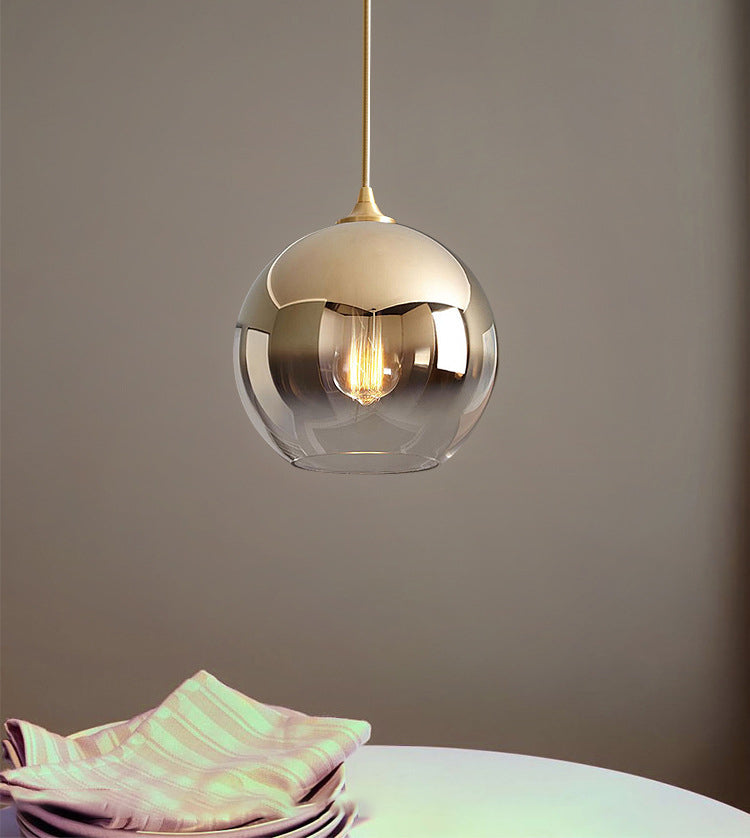 Gold Globe Single Pendant Light in Modern Creative Style Wrought Iron Hanging Lamp with Glass Shade