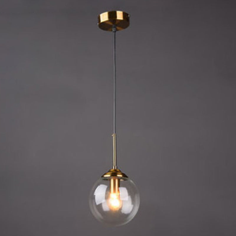 Globe Glass Hanging Lamp in Modern Creative Style Electroplate Metal Pendant Light for Dining Room