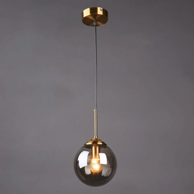 Globe Glass Hanging Lamp in Modern Creative Style Electroplate Metal Pendant Light for Dining Room