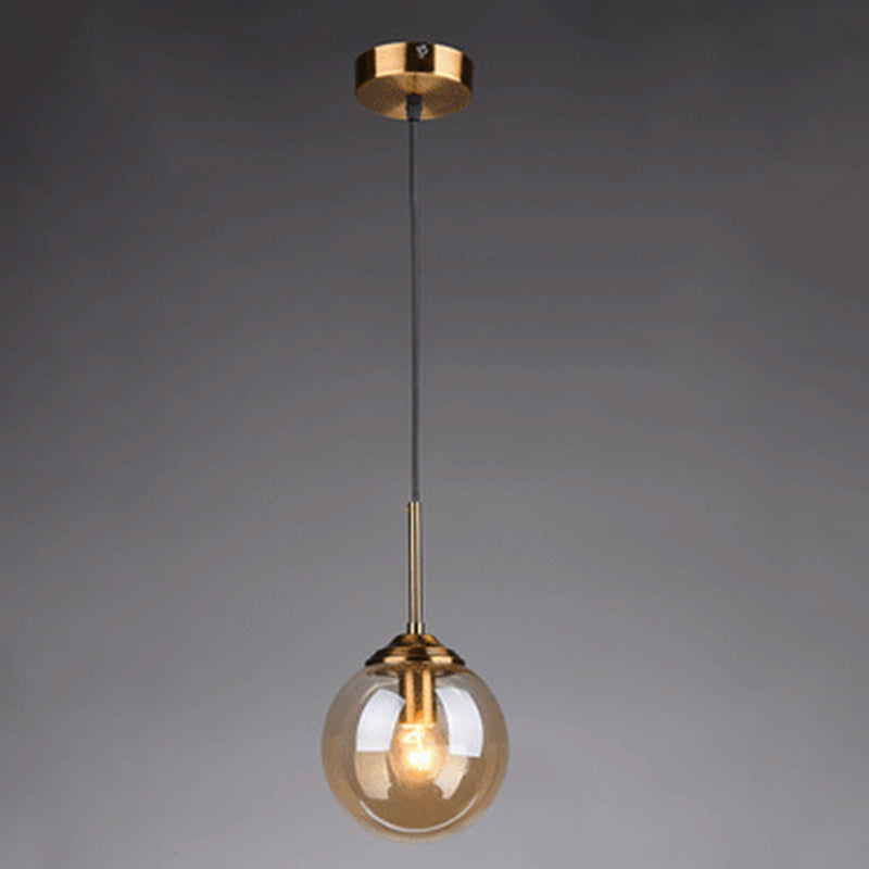 Globe Glass Hanging Lamp in Modern Creative Style Electroplate Metal Pendant Light for Dining Room