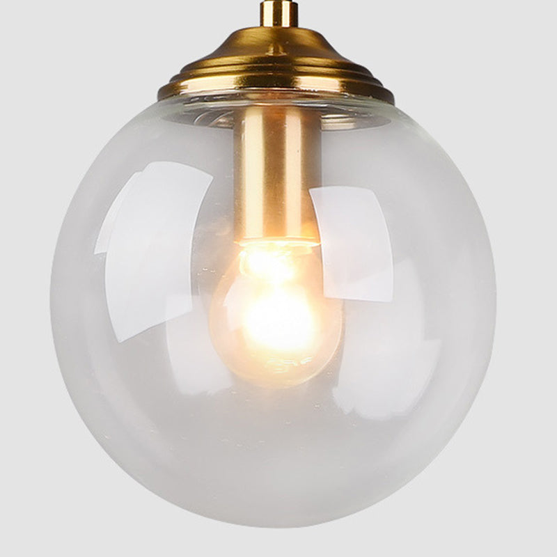 Globe Glass Hanging Lamp in Modern Creative Style Electroplate Metal Pendant Light for Dining Room