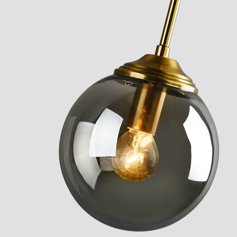 Globe Glass Hanging Lamp in Modern Creative Style Electroplate Metal Pendant Light for Dining Room