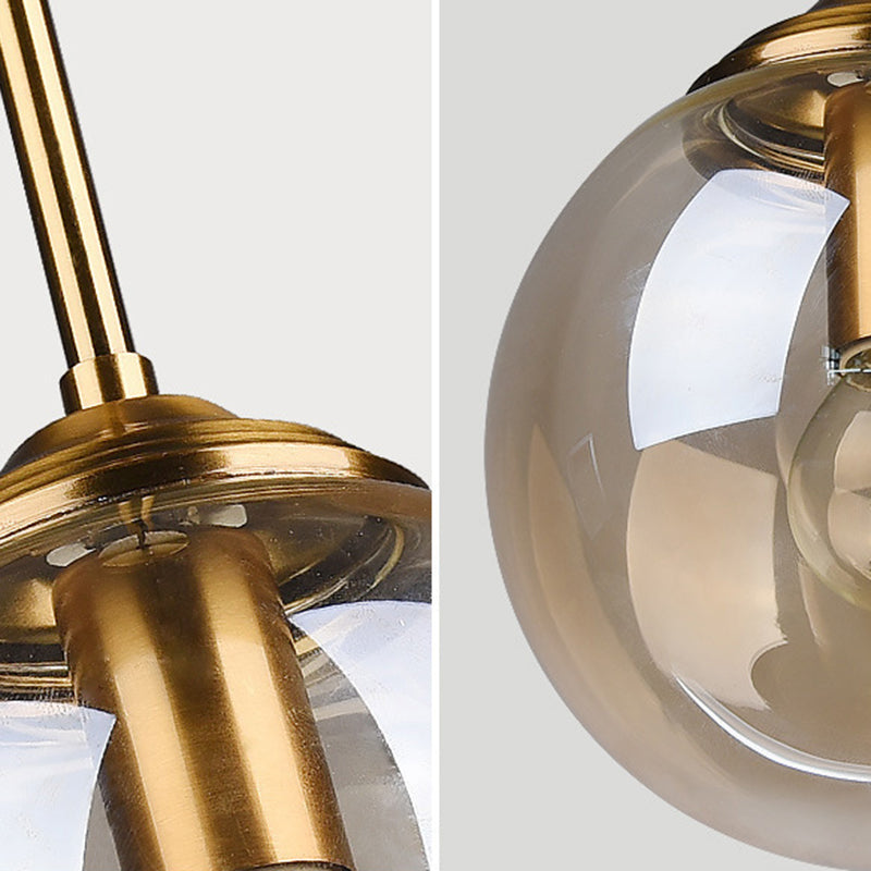 Globe Glass Hanging Lamp in Modern Creative Style Electroplate Metal Pendant Light for Dining Room