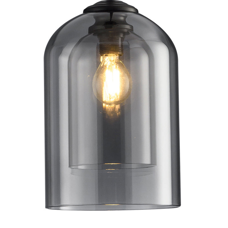 Double Glass Single Pendant Light in Modern Concise Style Wrought Iron Hanging Lamp for Dining Room