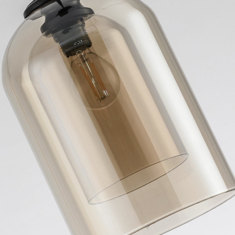 Double Glass Single Pendant Light in Modern Concise Style Wrought Iron Hanging Lamp for Dining Room