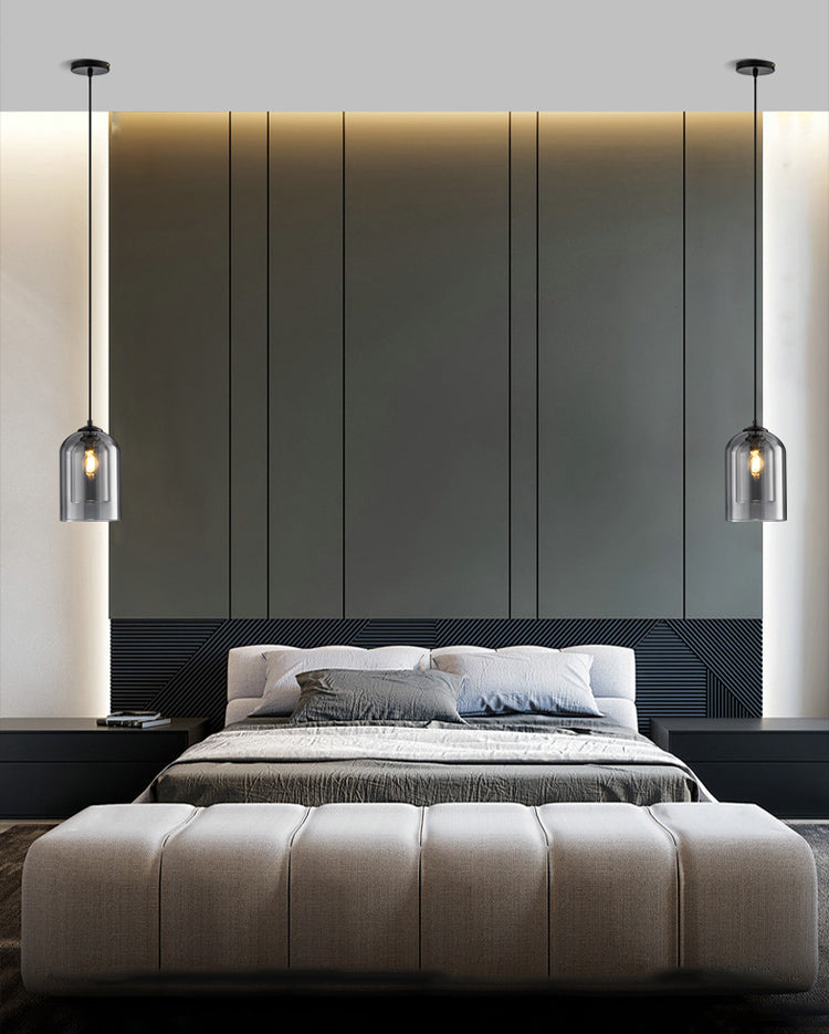 Double Glass Single Pendant Light in Modern Concise Style Wrought Iron Hanging Lamp for Dining Room