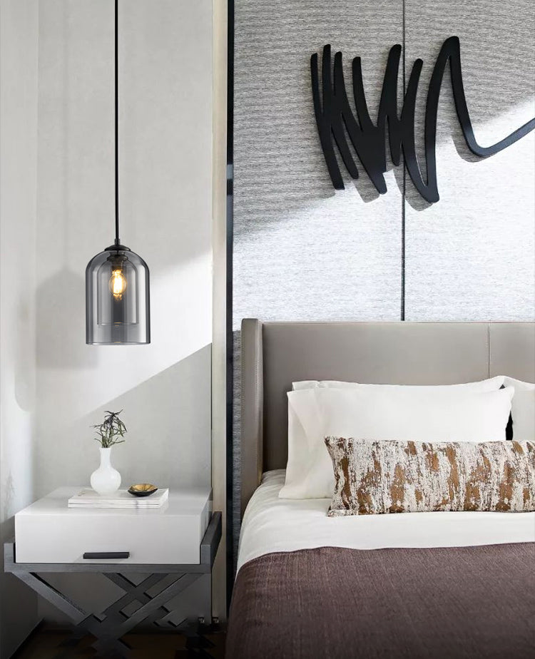 Double Glass Single Pendant Light in Modern Concise Style Wrought Iron Hanging Lamp for Dining Room