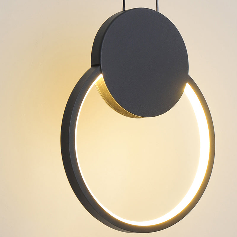 Black Geometric LED Pendant Light in Modern Minimalist Style Wrought Iron Hanging Light with Acrylic Shade