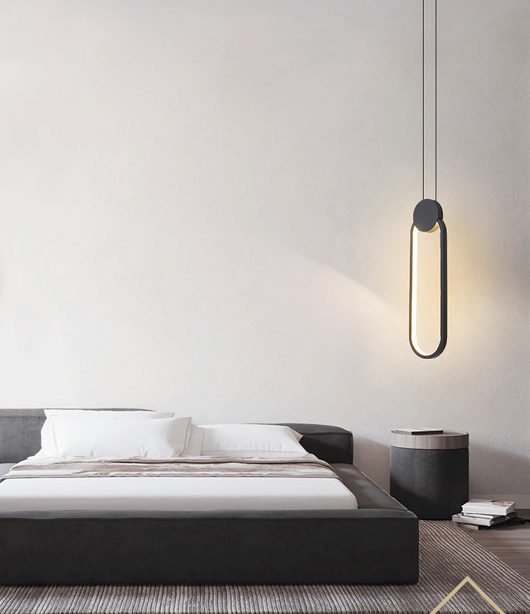 Black Geometric LED Pendant Light in Modern Minimalist Style Wrought Iron Hanging Light with Acrylic Shade