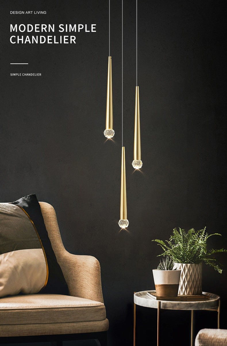 Crystal modern pendant Light 1-Light Cone Plafond Lightture pour chambre à coucher