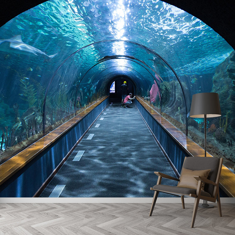 3D Illusion Wall Mural with Tunnel Pattern Contemporary Mildew Resistant Wall Art for Living Room