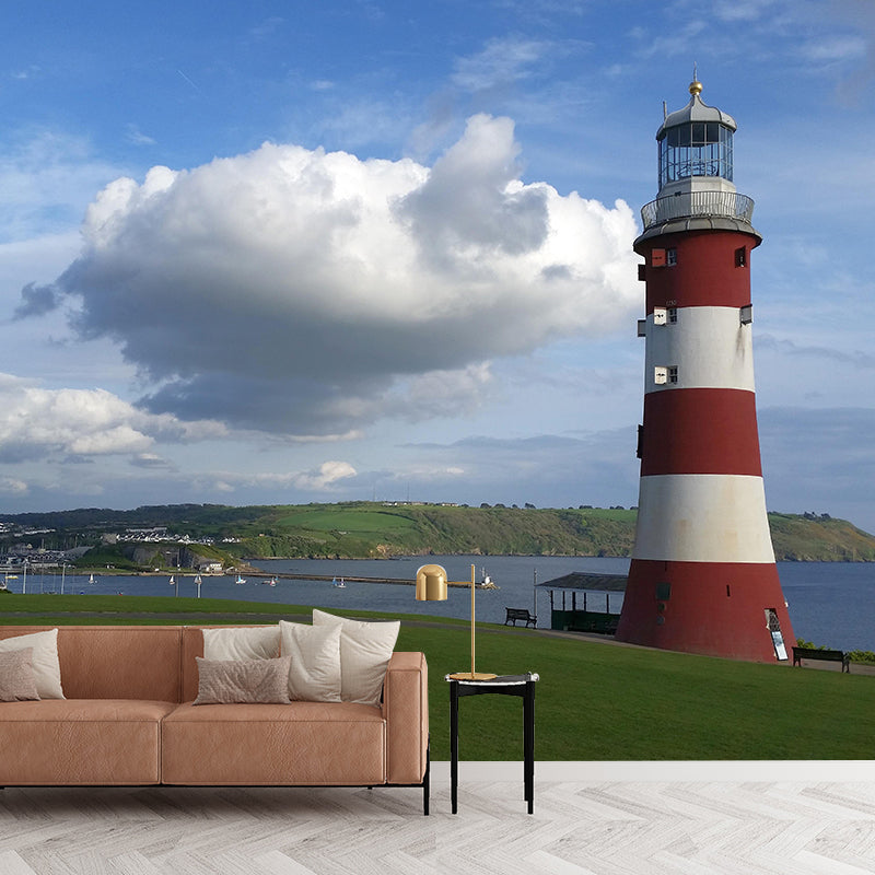 Large Lighthouse Wall Mural Contemporary Mildew Resistant Wall Art for Living Room