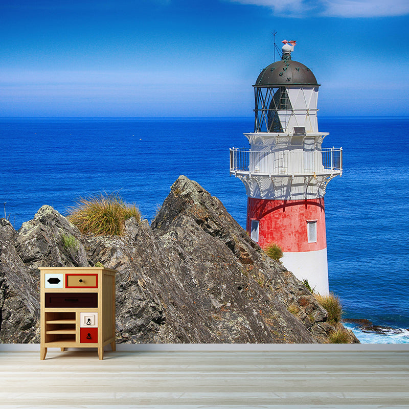 Soft Color Stain Resistant Beacon Mural Decal Modern Style Nautical Wall Decor for Bathroom