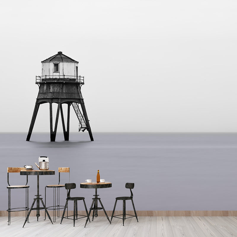 Soft Color Stain Resistant Beacon Mural Decal Modern Style Nautical Wall Decor for Bathroom