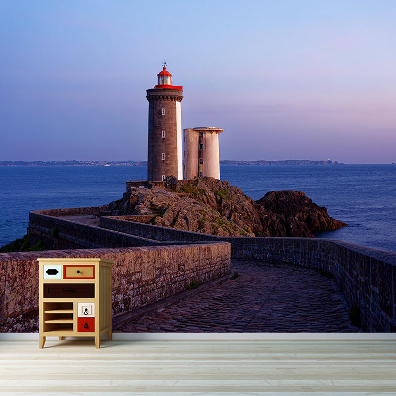 Stain Resistant Beacon Mural Decal Modern Style Nautical Wall Decor for Bathroom