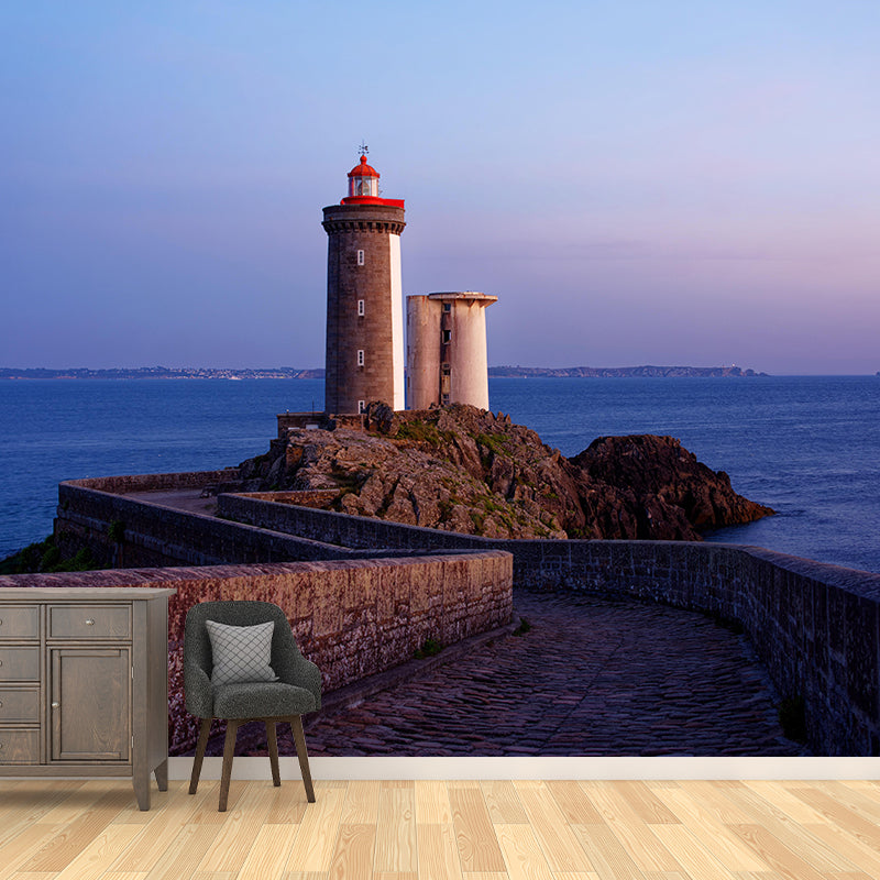 Stain Resistant Beacon Mural Decal Modern Style Nautical Wall Decor for Bathroom