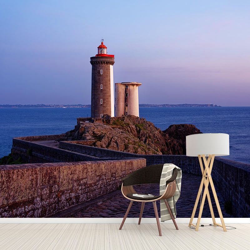 Stain Resistant Beacon Mural Decal Modern Style Nautical Wall Decor for Bathroom