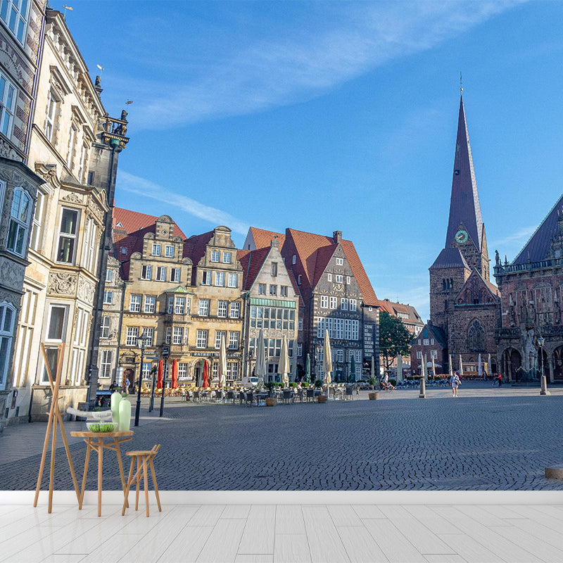 Beautiful Bremen Cityscape Mural Wallpaper Soft Color Moisture Resistant Wall Decor for Room